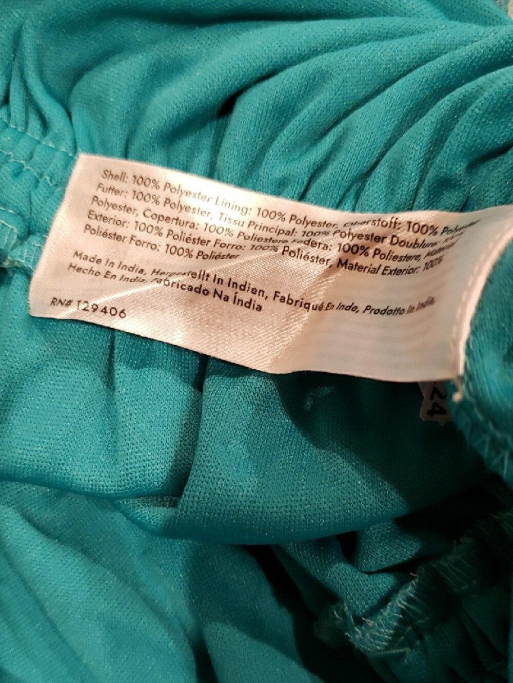 NEW VENUS Blue & Aqua Leaf-Print Sheer Blouse - Picture 7 of 7